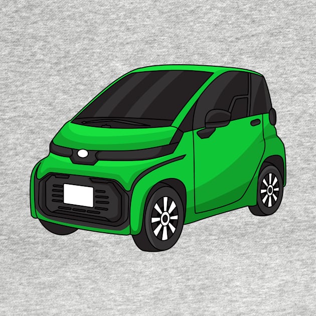 Cute green micro sized car by Cartoons of fun